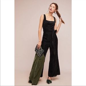 NWT Anthropologie Noir Velvet Burnout Jumpsuit 6